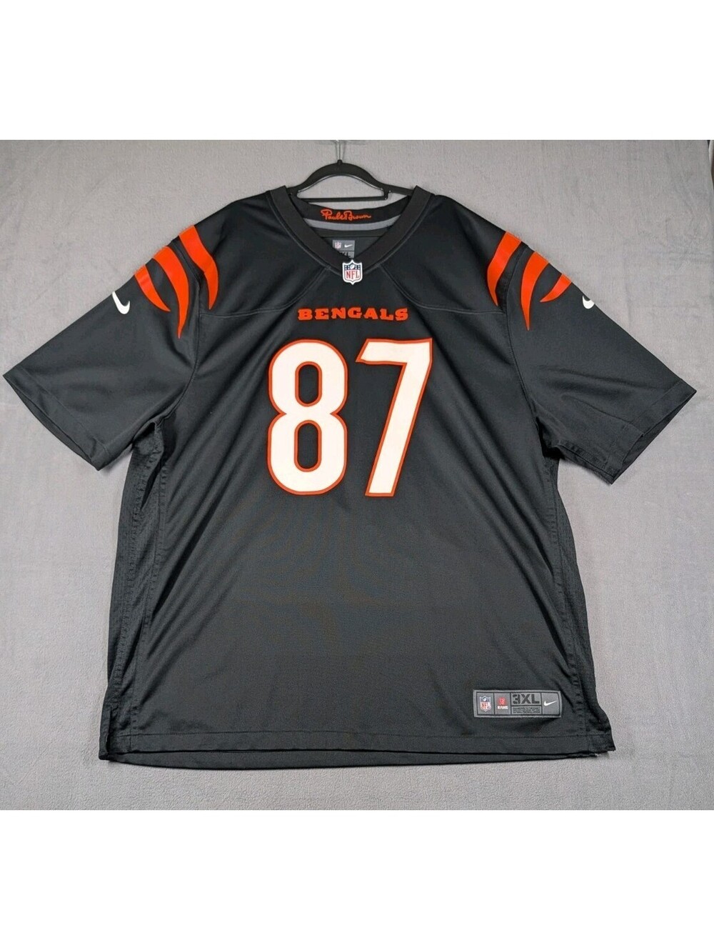 Nike Mens 3XL Black Bengals CJ Uzomah 87 Game Jersey NFL Football Dri Fit Team